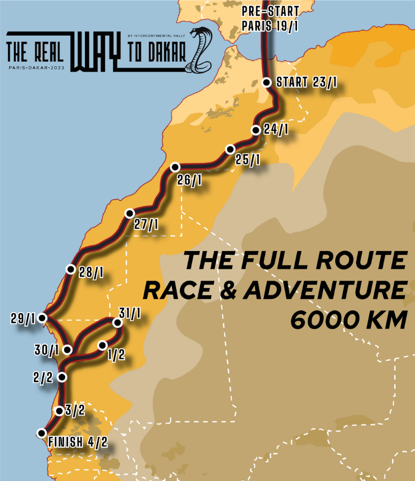 The full race route for the Real Way to Dakar 2021
